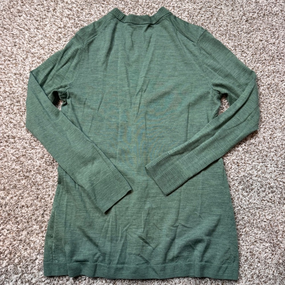Brooks Brothers Super Fine Merino Wool Medium V Neck Button Front Cardigan Green - Picture 3 of 7